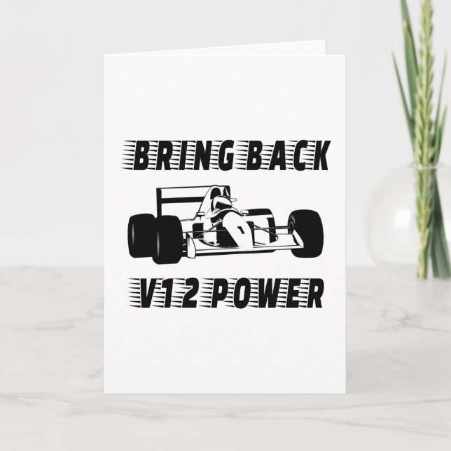 Bring back V12 power Race Car Silhouette Card (Front)