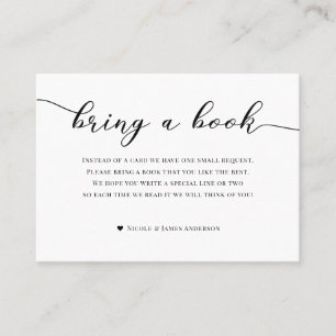Bring Book Baby Shower Enclosure Black White Business Card
