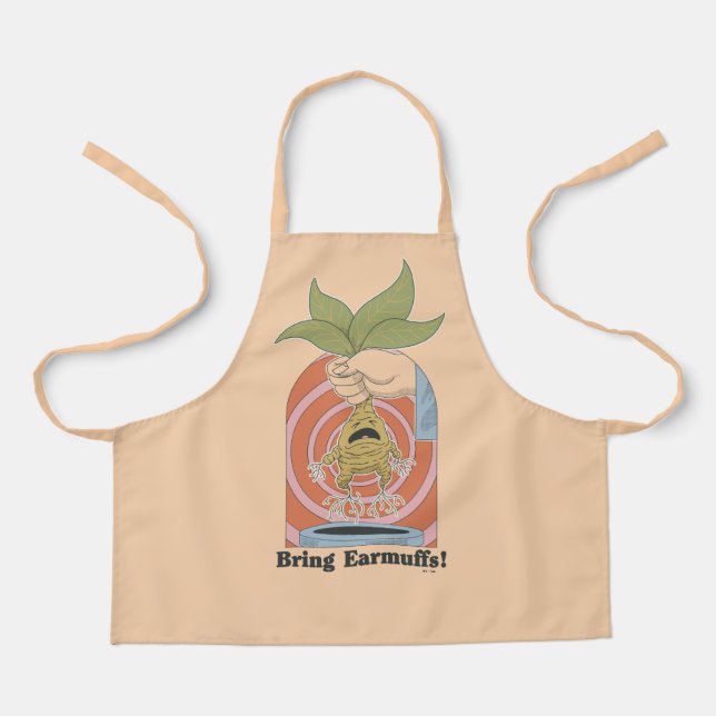 "Bring Earmuffs!" Screaming Mandrake Graphic Apron (Front)