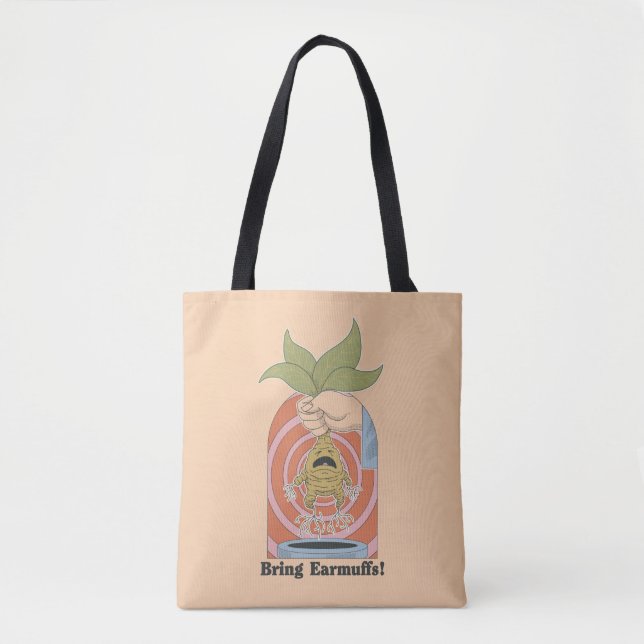 "Bring Earmuffs!" Screaming Mandrake Graphic Tote Bag (Front)
