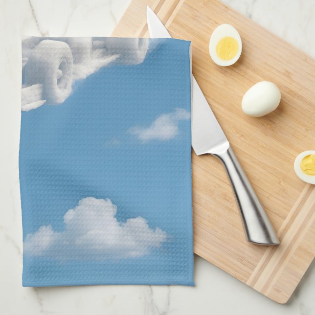 Bring me blue sky and fluffy white clouds whims tea towel (Quarter Fold)