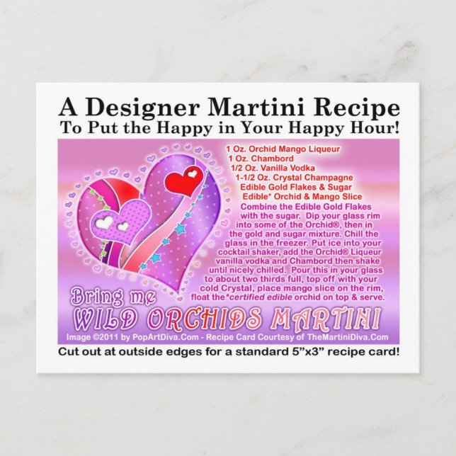 Bring Me Wild Orchids Valentine's Day Martini Card (Front)