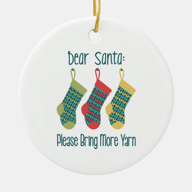 Bring More Yarn Ceramic Tree Decoration (Front)