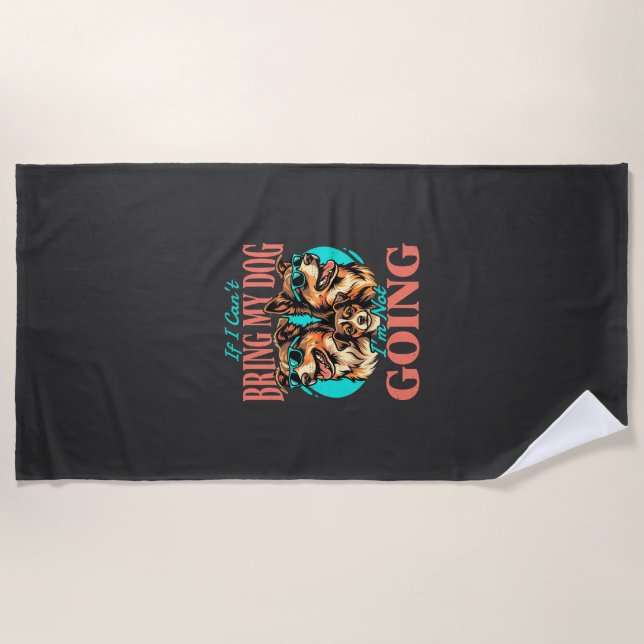 Bring My Dog Retro Dog Lover Beach Towel (Front)