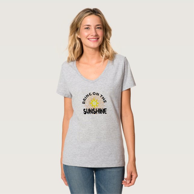 Bring On The Sunshine Design - Women's Basic V-Nec T-Shirt (Front Full)