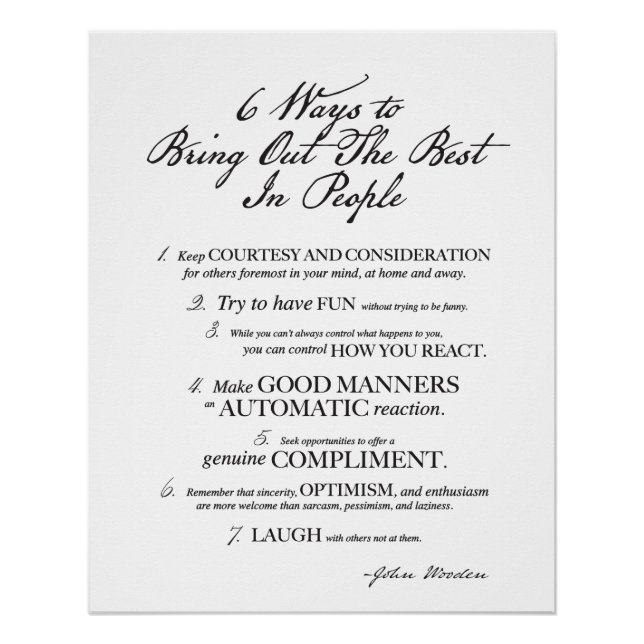 Bring Out The Best In People Quote -J. Wooden Poster (Front)