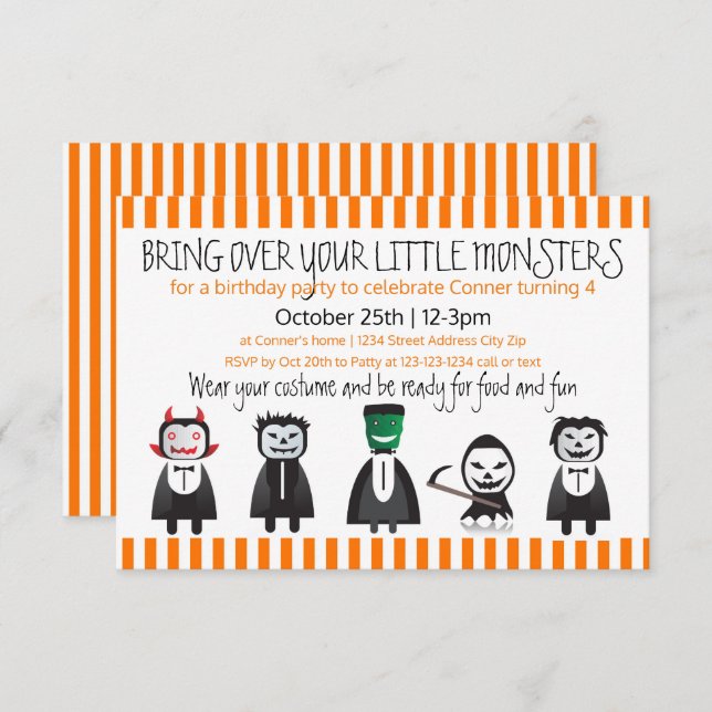 Bring over your monsters - 3x5 Birthday Invitation (Front/Back)