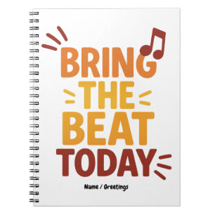 Bring the Beat Today Colourful Retro Music Notebook