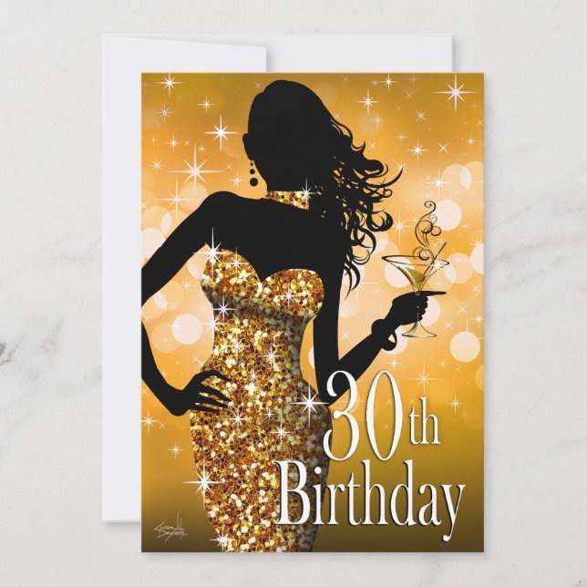 Bring the Bling Sparkle 30th Birthday | gold Invitation (Front)