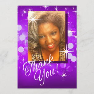Bring the Bling Sparkle Photo Thank You purple Card