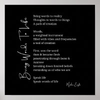 Bring words to life Poem Wall Art poster Decor