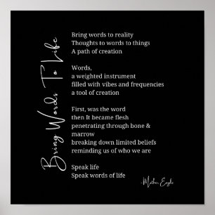 Bring words to life Poem Wall Art poster Decor