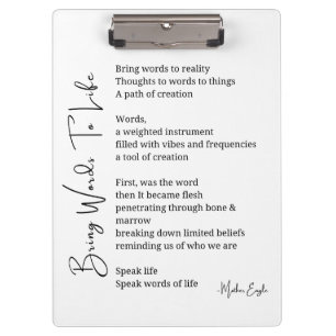 Bring words to life Poem Wall Art poster Decor Clipboard