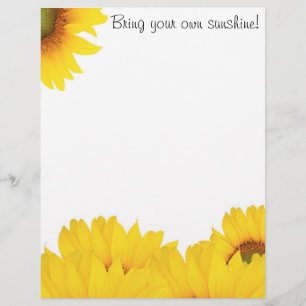 Bring your own sunshine sunflowers custom letterhead