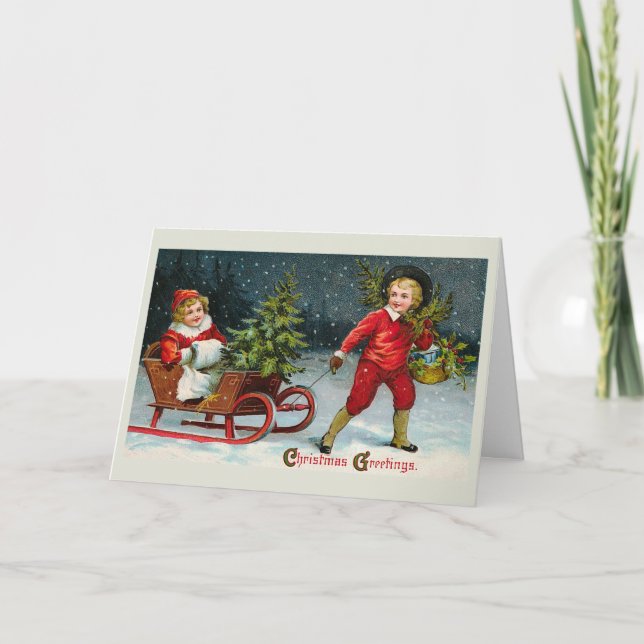 "Bringing Home Christmas Holly" Card (Front)