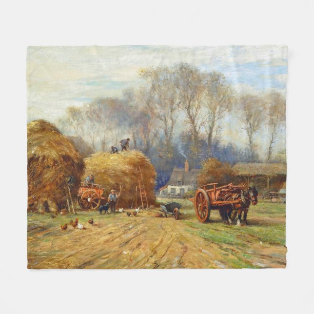 Bringing Home the Hay Farm Life William Blacklock Fleece Blanket (Front (Horizontal))