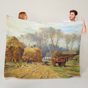 Bringing Home the Hay Farm Life William Blacklock Fleece Blanket
