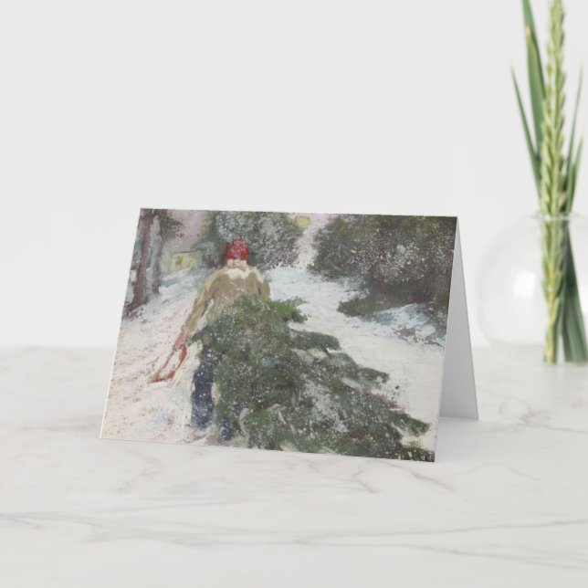 Bringing Home the Tree Holiday Card (Front)