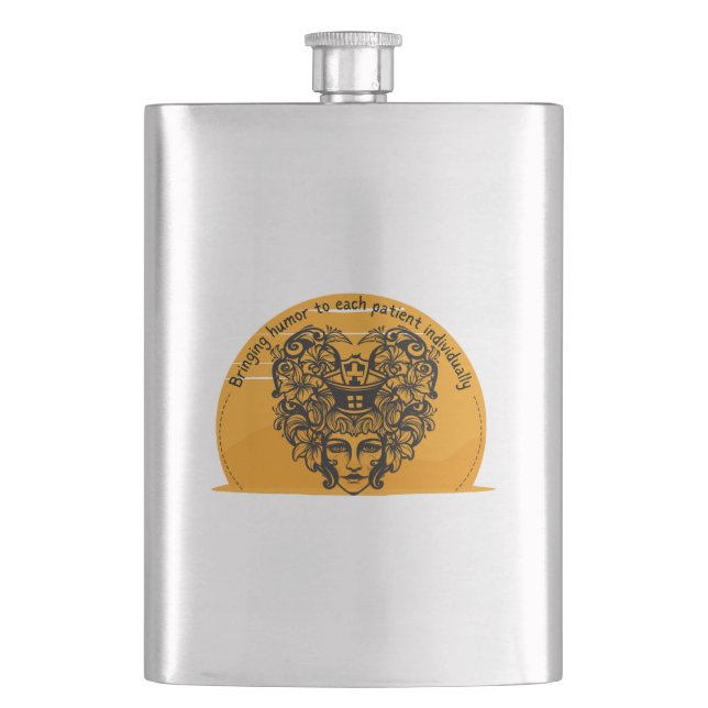 Bringing humour to each patient individually hip flask (Front)