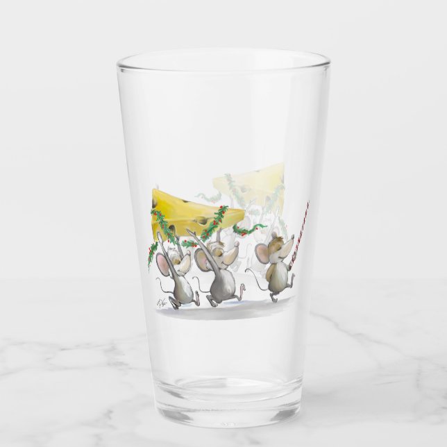Bringing In The Christmas Cheese Glass Cup (Front)