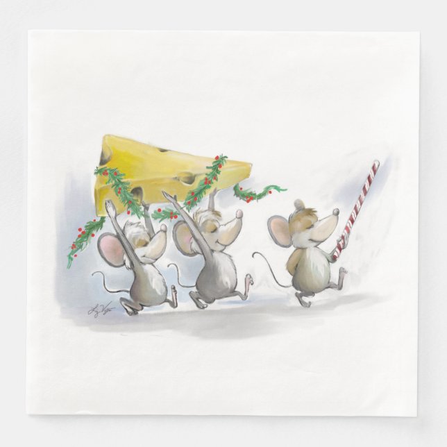 Bringing In The Christmas Cheese Paper Napkin (Front)
