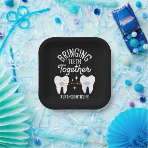 Bringing Teeth Together - Orthodontist Paper Plate