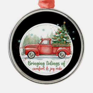 Bringing Tidings of Comfort & Joy Ride funny xmas Metal Tree Decoration