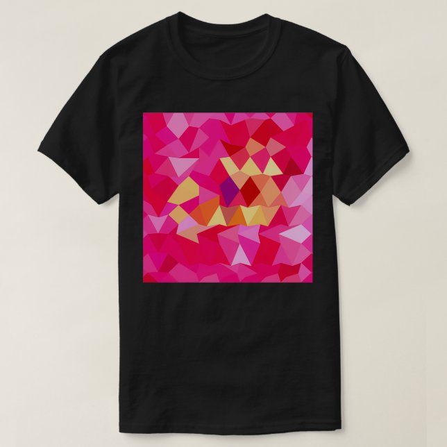 Brink Pink Abstract Low Polygon Background T-Shirt (Design Front)