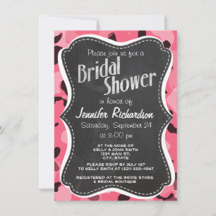 Brink Pink Camo; Camouflage; Retro Chalkboard Invitation