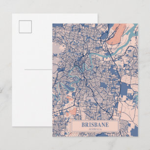 Brisbane Australia Breezy City Map Travel Postcard