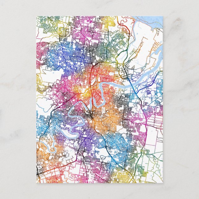 Brisbane Australia City Map Postcard (Front)