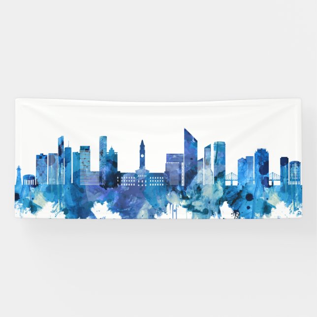Brisbane Australia Skyline Blue Banner (Horizontal)