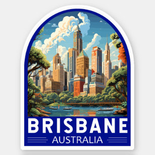 Brisbane Australia Travel Art Vintage
