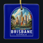 Brisbane Australia Travel Art Vintage Ceramic Ornament<br><div class="desc">Brisbane retro vector travel design. Brisbane,  the vibrant capital of Queensland,  Australia,  is a city that seamlessly blends urban energy with laid-back charm. Nestled on the banks of the Brisbane River,  it boasts a subtropical climate,  stunning natural beauty,  and a rich cultural tapestry.</div>
