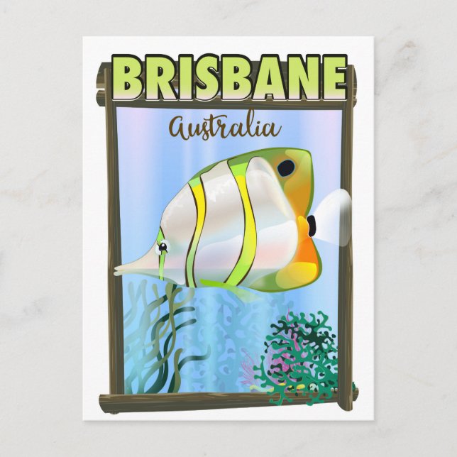 Brisbane Australia Tropical travel poster Postcard (Front)