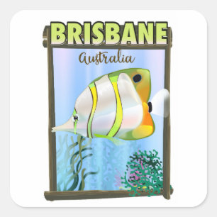 Brisbane Australia Tropical travel poster Square Sticker