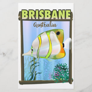 Brisbane Australia Tropical travel poster Stationery