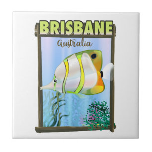 Brisbane Australia Tropical travel poster Tile