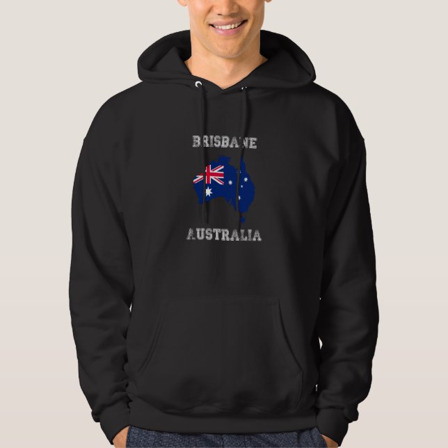 Brisbane Australia Vintage Australia Flag Map Hoodie (Front)