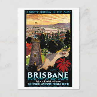 Brisbane Australia Vintage Travel Poster Restored Postcard