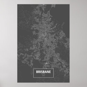 Brisbane, Australia (white on black) Poster