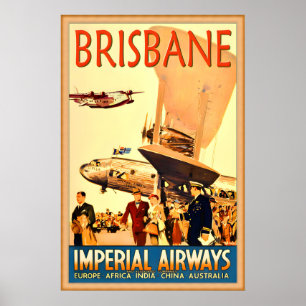 Brisbane Imperial Airways New Travel Poster -in 4
