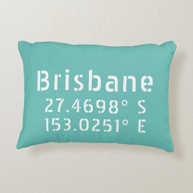 Brisbane Latitude Longitude Decorative Cushion (Back)