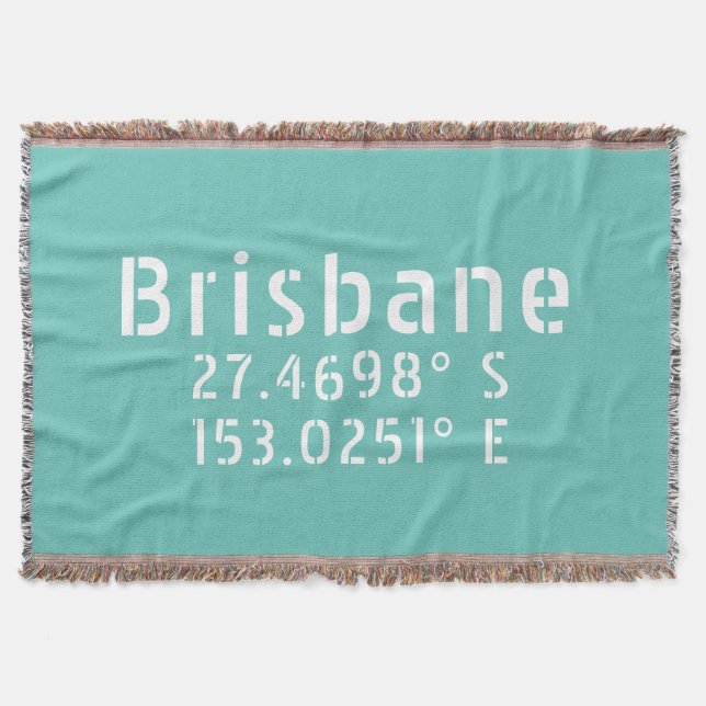 Brisbane QLD Latitude Longitude Throw Blanket (Front)