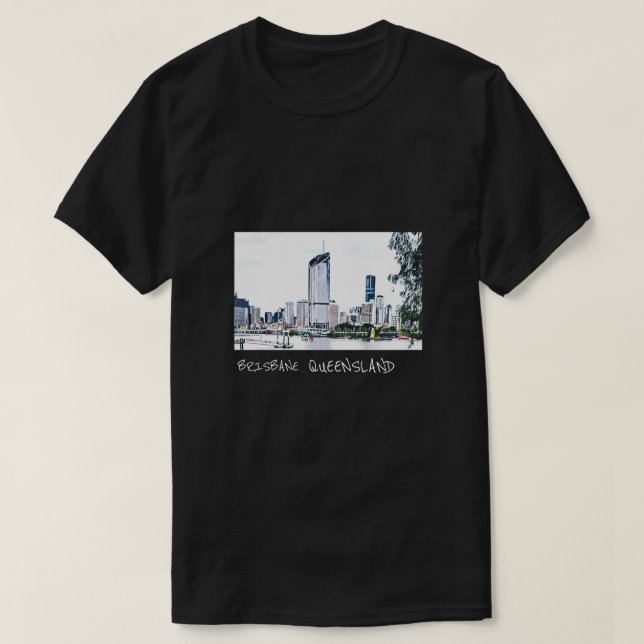 Brisbane Queensland city skyline travel T-Shirt (Design Front)