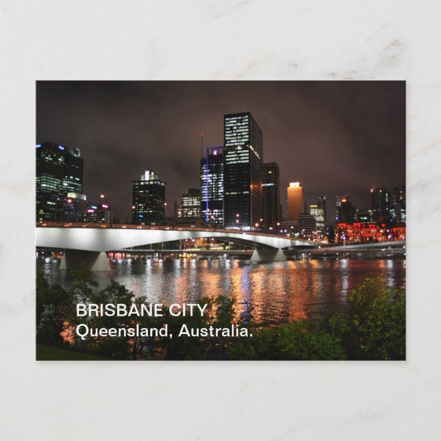 Brisbane River City at Night Postcard (Front)