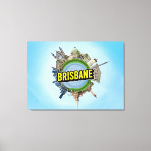 Brisbane tiny little planet landmark architecture canvas print