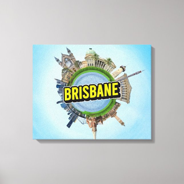 Brisbane tiny little planet landmark architecture  canvas print (Front)