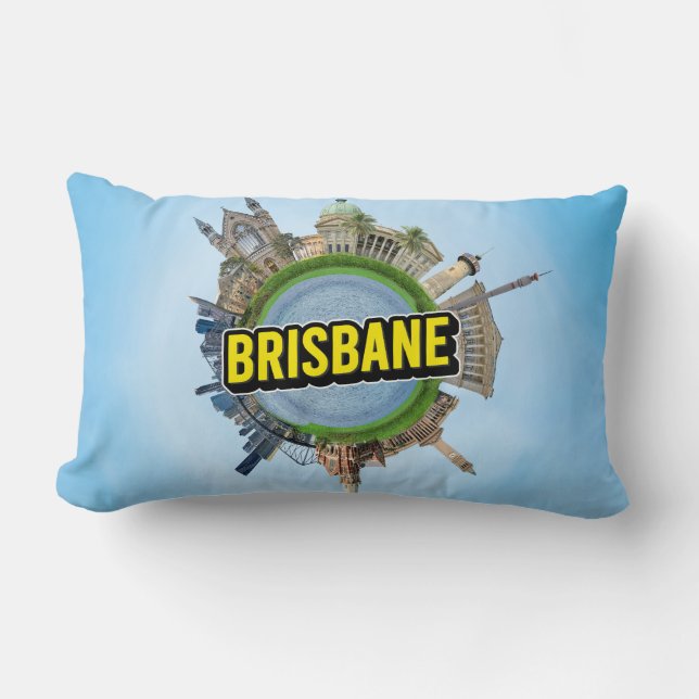 Brisbane tiny little planet landmark architecture  lumbar cushion (Front)