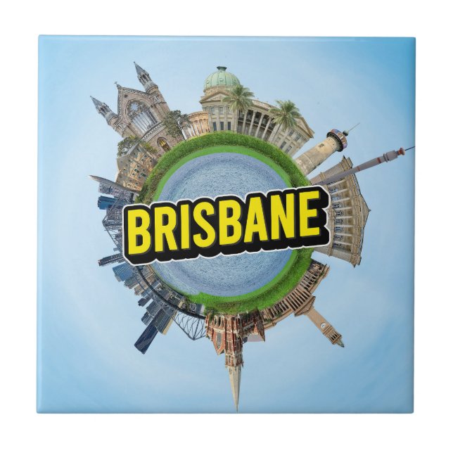 Brisbane tiny little planet landmark architecture  tile (Front)